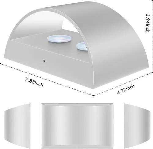 Miniatura 3 de Juego de dos apliques de pared Modernas luces LED de pared para interiores, luz de montaje en pared arriba y abajo, aluminio, cableado, regulable