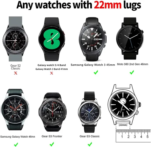 Miniatura 6 de Lerobo - Correas compatibles con Samsung Galaxy Watch 3 de 45 mm/Samsung Galaxy Watch 46 mm, Gear S3 Frontier, Correa clásica, correa de silicona