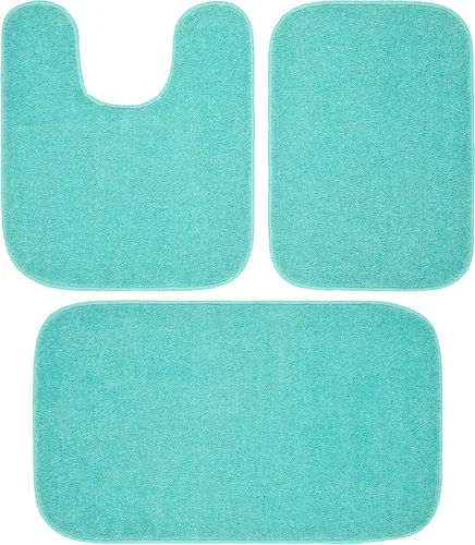 Miniatura 10 de Garland Rug Gramercy - Alfombra de baño rectangular lavable de polipropileno de felpa de 20 x 34 pulgadas, color azul lavabo, suave, absorbente
