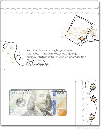 Miniatura 76 de Tarjeta de boda, con dos aperturas de tira para desgarrar, con ventana de plástico transparente que deja ver dinero, cheques o tarjetas de regalo