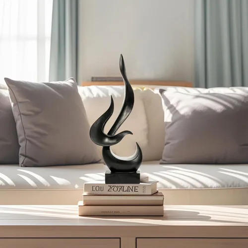 Miniatura 2 de Estatua de Fuego de Oro, Estatua de Resina Moderna y Abstracta, Estatua de Arte para Decoración del Hogar, para Salón, Soporte de TV, Mesa de Café