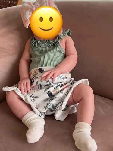 Miniatura 4 de ZZUYFI Conjunto de ropa de verano para bebé recién nacida, conjunto de ropa de verano con estampado floral, mameluco con cordón y diadema corta