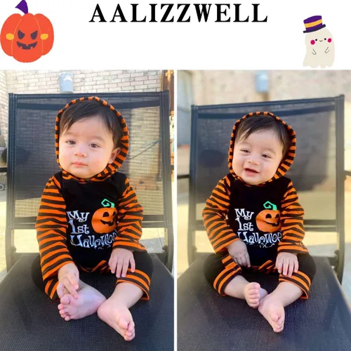 Miniatura 2 de Aalizzwell Mameluco de una pieza con capucha para bebé, para Halloween, para niños y niñas