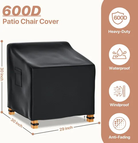 Miniatura 2 de Likorlove Fundas Impermeables para Sillas de Patio – 29" An x 30" Pr x 30" Al, Fundas 600D Resistentes para Muebles de Exterior para Sillas