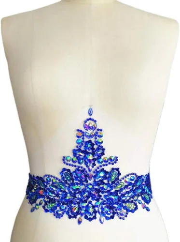Miniatura 11 de Exquisitos parches de cristal brillantes hechos a mano de color AB para coser con piedras y lentejuelas para vestidos de novia, accesorios manuales