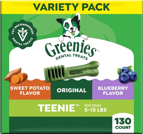 Miniatura 20 de Greenies Golosinas dentales naturales para perros adultos recomendadas por veterinarios, tamaño Teenie, sabor a arándano azul, paquete de 12 oz., 43