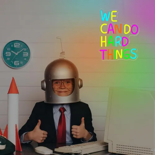 Miniatura 7 de Letrero de neón con texto en inglés «We Can Do Hard Things», luces de neón motivacionales LED para decoración de pared, luces de neón regulables