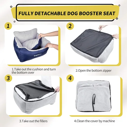 Miniatura 5 de BurgeonNest Asiento de coche para perros pequeños, totalmente desmontable y lavable, asientos para gatos menores de 25 libras, asientos suaves