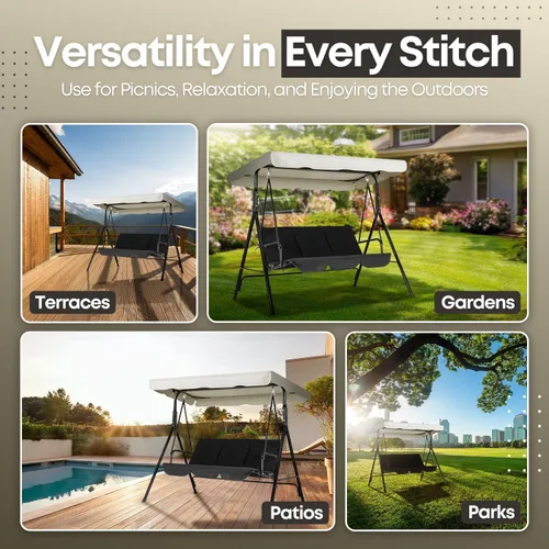 Miniatura 7 de Flexzion Toldo de repuesto para columpio al aire libre – 75 x 52 pulgadas / 6.2 ft x 4.3 ft de asiento de 2 asientos, tela impermeable a los rayos