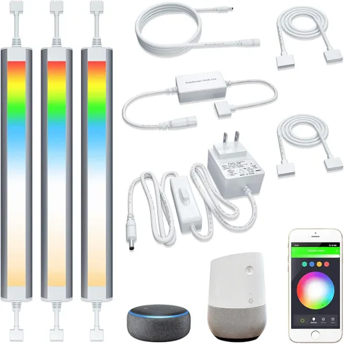 Miniatura 10 de Tira de luces inteligentes para debajo del gabinete, color blanco y cambio de color, regulable, funciona con la aplicación de teléfono inteligente