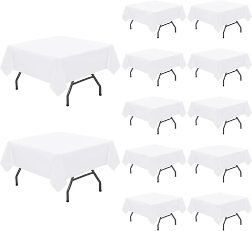 Miniatura 40 de Pesonlook - Paquete de 12 manteles rectangulares de 60 x 102 pulgadas, color beige, para mesas rectangulares de 6 pies, mantel de tela lavable