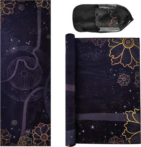 Toallas de yoga, toalla antideslizante para esterilla de yoga caliente con puntos de agarre, manta de yoga de microfibra suave súper absorbente para