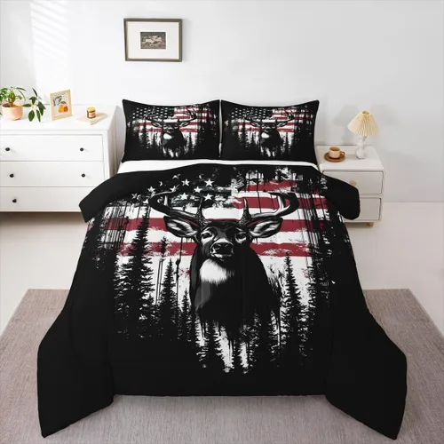 Miniatura 43 de Feelyou Juego de edredón de caza de patos para niñas y niños, edredón de patos de malardo, juego de ropa de cama de caza y pesca, juego de edredón