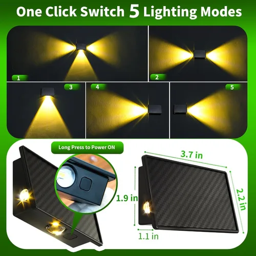 Miniatura 5 de JSOT - Luces de escalera para cubierta de 4 unidades para cerca exterior, pared, escalera, patio, jardín, decoración del patio trasero con 5 modos