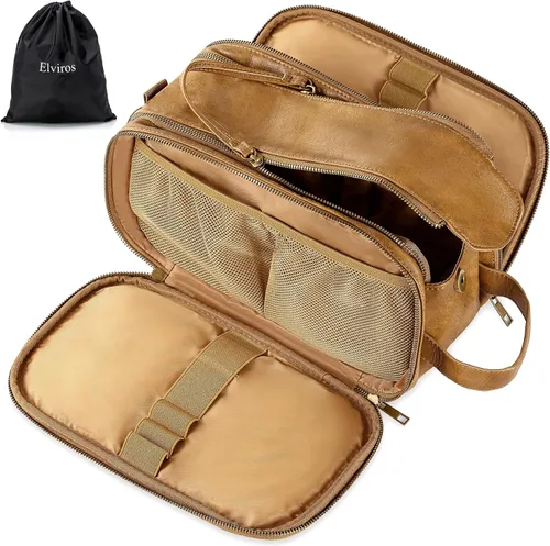 Miniatura 16 de Elviros - Bolsa de aseo de viaje para hombre, gran kit de afeitado Dopp resistente al agua, organizador de artículos de baño, bolsas cosméticas