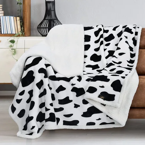 Catalonia Manta de forro polar Sherpa con estampado de vaca, manta de felpa súper suave para sofá, regalo de vaca para amantes de las vacas, 50 x 60