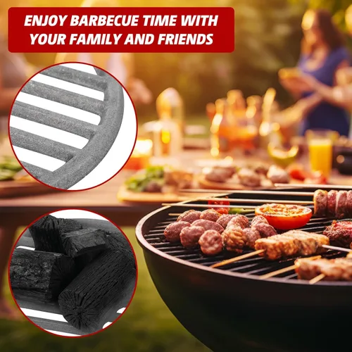 Miniatura 6 de Gisafai Rejilla de fuego redonda de hierro fundido de 9 pulgadas BBQ Placa de carbón de alto calor Rejilla de chimenea Rejilla de hierro fundido