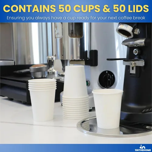 Miniatura 5 de Tazas de café de 8 onzas con tapas desechables de papel para café caliente (50 tazas y 50 tapas)
