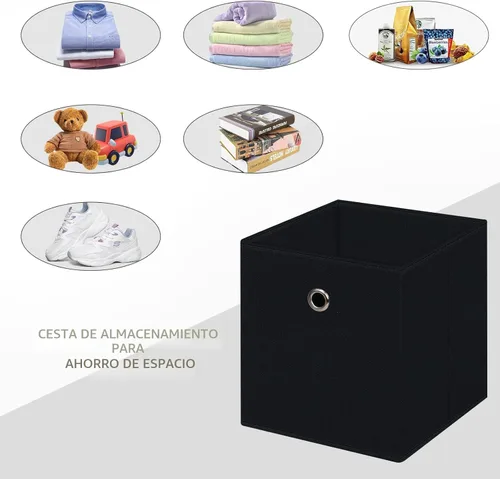 Miniatura 3 de Cubos de Almacenamiento Plegables Negros Contenedores, Cubos de Almacenamiento de Tela de 11 Pulgadas, Cajas de Almacenamiento de Tela, Cubos