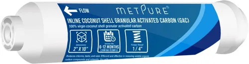 Metpure Filtro de agua en línea para máquina de hielo, refrigerador, sistema de filtración de agua, cafetera de 2 "x 10" x 1/4" OD FIP rosca hembra
