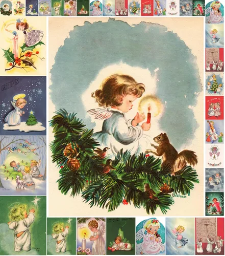 Miniatura 8 de Paquete de papel para decoupage (10 hojas A4 / 21x30 cm) Vintage Navidad Santa Regalo Árbol FLONZ Efímera Vintage Cinco