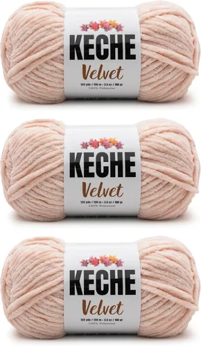 Miniatura 125 de Keche Hilo de terciopelo para ganchillo, manta de felpilla suave, voluminosa, hilo amigurumi, 3.53 oz (132 yardas), color azul bebé
