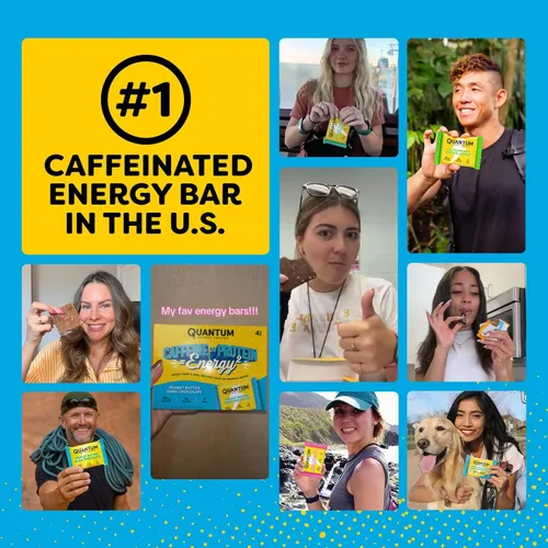 Miniatura 7 de Quantum Energy Square: Barra de energía con cafeína y 10g de proteína. Delicioso snack saludable para llevar.
