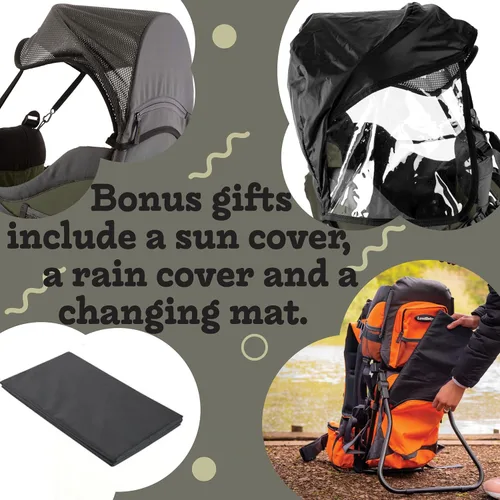 Miniatura 3 de Mochila portabebés para senderismo - Cómodo sistema de mochila portabebés/para niños pequeños con almohadilla para cambiar pañales, bolsillo aislado