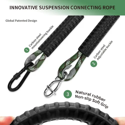 Miniatura 3 de Hamaca de cuerda de columpio de árbol resistente, correas ajustables extensibles para colgar, mosquetones de 1000 libras para todos los columpios