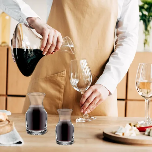 Miniatura 6 de Irenare Paquete de 6 mini jarras de vino de una sola porción de vidrio para vino, jarra pequeña individual para jugo, agua, cenas, fiestas