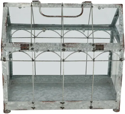 Miniatura 6 de Esschert Design ZB22 - Invernadero/terrario de aspecto vintage, metal galvanizado envejecido, mediano, plateado