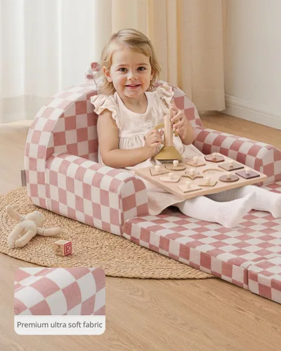 Miniatura 6 de Blissful Diary Sofá plegable para niños pequeños, silla y tumbona cómoda 2 en 1 para leer, sala de juegos, sofá para niños y niñas, regalo de Rubor