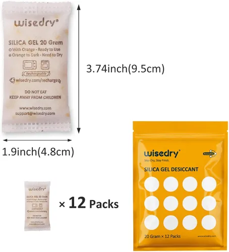 Miniatura 4 de wisedry Paquetes de gel de sílice recargables de 0.71 oz [12 paquetes] para microondas que se reactivan rápidamente en paquetes desecantes