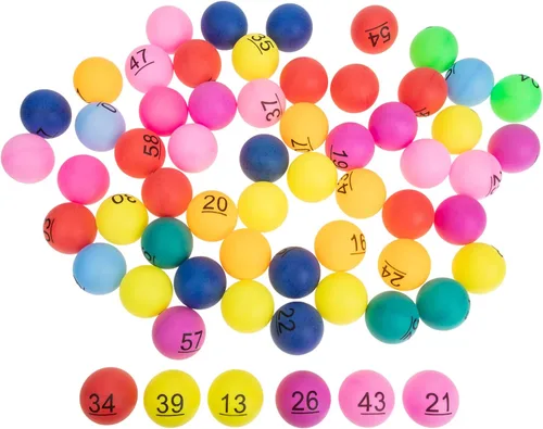 Miniatura 3 de Juego de bingo, bolas de juego de bingo, 60 unidades, bolas de rifa de 1 a 60 numeradas, multicolor, repuesto de plástico para accesorios de juego