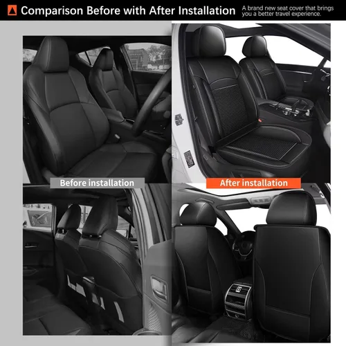 Miniatura 5 de DISUTOGO Fundas de asiento delantero para Ford Expedition 2011-2021: funda de asiento de automóvil de cuero de seda de hielo, impermeable, 015-negro