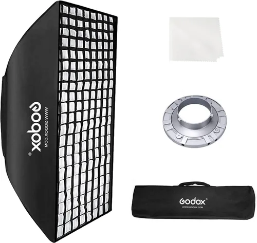 Miniatura 11 de Godox FW22x90CM / 9"x36" Bowens Mount Strip Honeycomb Grid Softbox, caja suave portátil con anillo de velocidad Bowens, softbox con rejilla