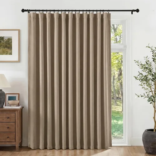 Miniatura 14 de INOVADAY Cortinas térmicas para puerta corredera 100% opacas para dormitorio, cortinas de puerta corrediza de vidrio extra anchas para patio, lino