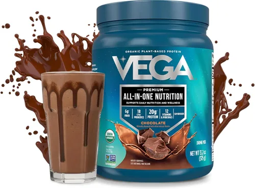 Miniatura 2 de Vega Organic All-in-One Proteína vegana en polvo sabor chocolate 9 porciones, ingredientes de superalimento, vitaminas para apoyo inmunológico