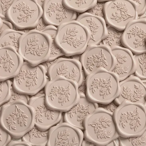 Miniatura 11 de UNIQOOO Calcomanías de sello de cera, calcomanías de sello de invitación de boda de rama de olivo, 50 calcomanías autoadhesivas de oro antiguo, Rama
