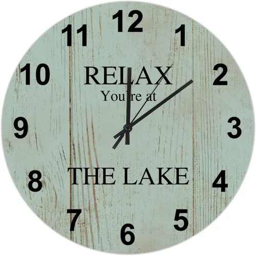 Miniatura 51 de UFunhome Reloj de pared de granja Lake Relax You're at The Lake Silent Non-Ticking Vintage Country reloj de grano de madera a pilas para el hogar