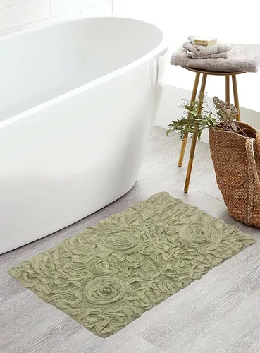 Miniatura 126 de Home Weavers Bell Flower Collection - Tapetes de baño copetudos 100 % algodón, extrasuaves y absorbentes, antideslizantes, lavables a máquina, lino