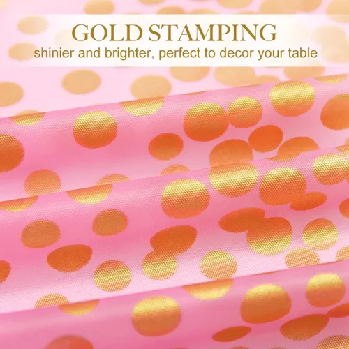 Miniatura 3 de HOMIX Manteles de plástico rosa y dorado para mesas rectangulares, paquete de 6 manteles desechables de fiesta, fundas de mesa de confeti de punto