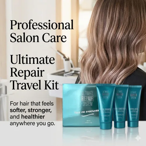 Miniatura 6 de Hair Bar NYC - Kit de viaje Ultimate Hair Repair System - Rejuvenece el cabello seco dañado y el cabello tratado con color, infundido con queratina