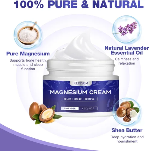 Miniatura 2 de Crema de magnesio para dormir - Loción tópica natural de magnesio, calma - Mantequilla corporal nocturna para hidratación profunda - Seguro
