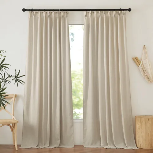Miniatura 9 de NICETOWN Cortinas transparentes de lino de 84 pulgadas de largo, cortinas transparentes con pinza y bolsillo para barra con pestaña trasera