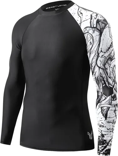 Miniatura 13 de HUGE SPORTS Camisas de baño para hombre de manga larga UPF 50+ con protección contra erupciones solares y protección UV Dividir