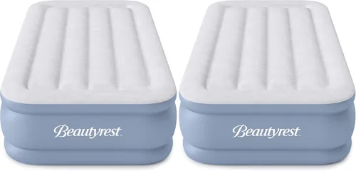 Beautyrest Hi-Loft Colchón de Aire Tamaño Individual con Construcción de Viga Vertical, Soporte de Borde, Bomba Externa y Vinilo Resistente a