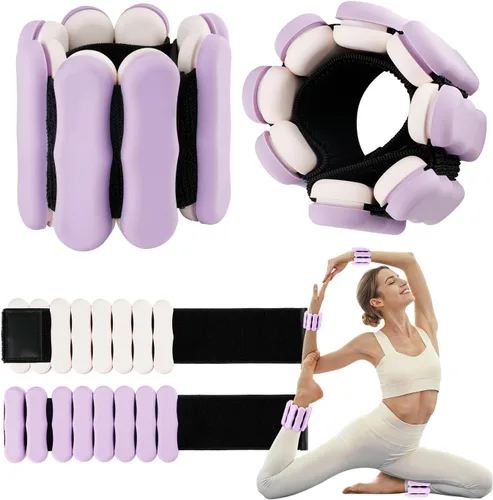 Miniatura 18 de Pesas de tobillo y muñeca para mujeres y hombres, pesas ajustables para brazos y piernas, juego de 2 (1 libra/2 libras cada una), bandas de silicona