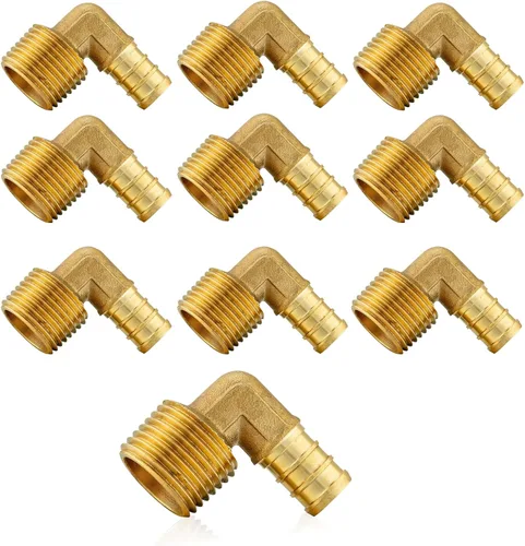 Miniatura 10 de Paquete de 5 accesorios PEX, adaptador de codo NPT roscado macho Pex de 1/2 pulgadas x 3/4 pulgadas, accesorios de engarce de latón, para tubería