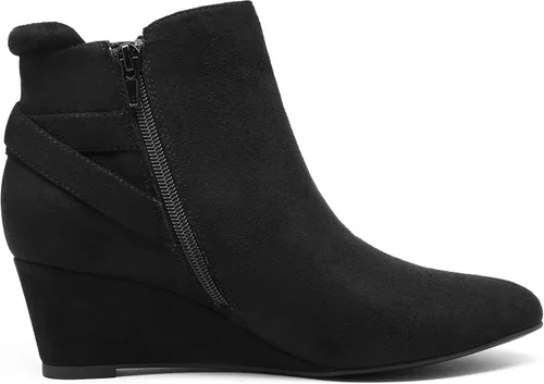 Miniatura 2 de DREAM PAIRS Botines de tacón de cuña negros para mujer